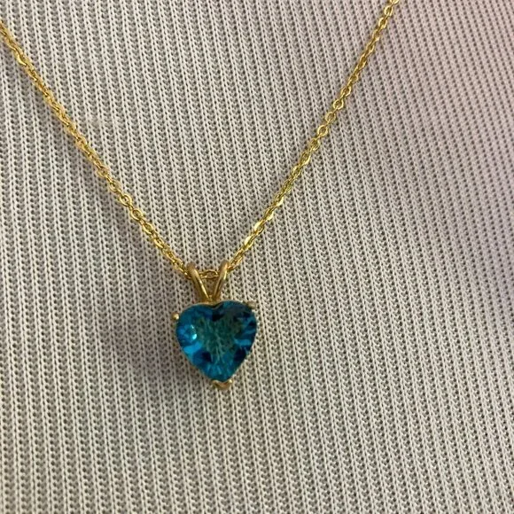 Faux Topaz Heart Necklace, Beautiful - Picture 2 of 7